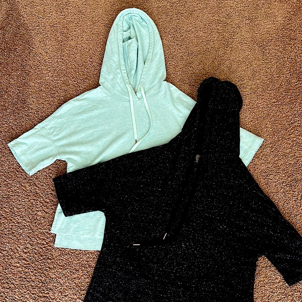 Two (2) Adorable light sweatshirts with hoodie! Like new! Size Small